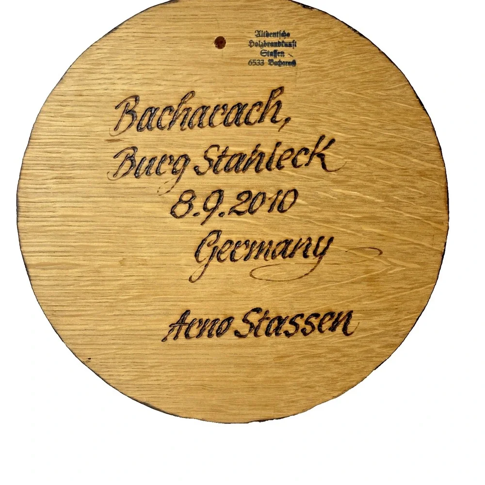 Burg Stahleck Bacharach Germany Hand-Burned Wood Plaque 2010 Arno Stassen